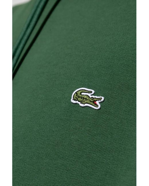 Lacoste Green Embroidered Fleece Hoodie for men