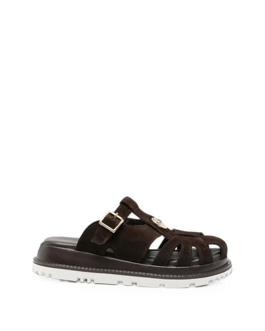 SERGIO MORETTI FIRENZE Black Buckle-Fastening Cut-Out Sandals