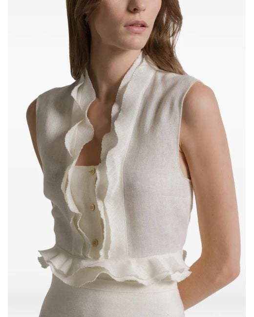 Alberta Ferretti White Linen Top