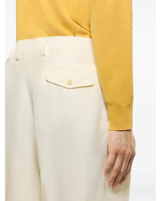 Laneus White Buttoned Flap-Pocket Shorts for men