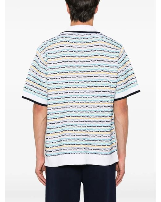Casablanca Blue Patterned Button-Up Shirt for men