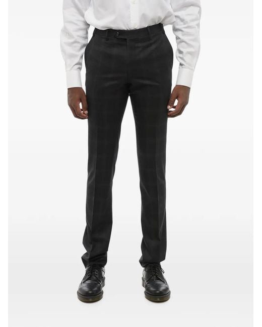 Corneliani Black District-Check Wool Trousers for men