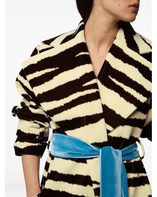 Nina Ricci Black Mantel Mit Zebra-Print