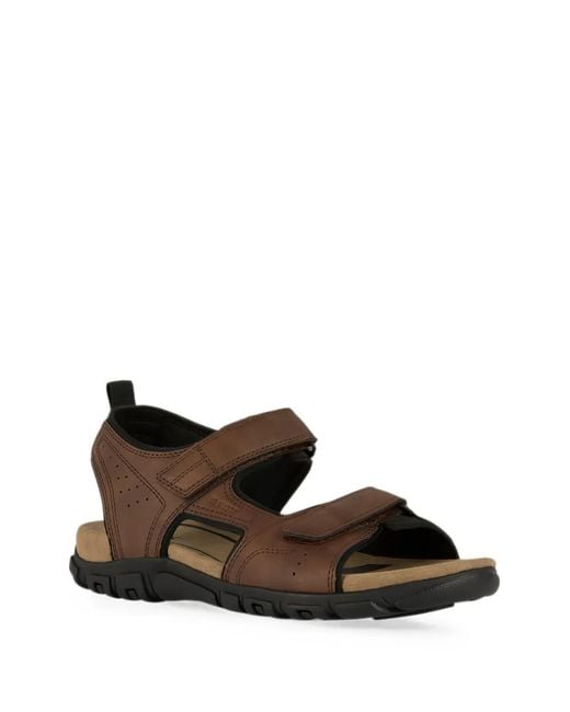 Geox Brown Strada Perforated Touch-Strap Sandals for men