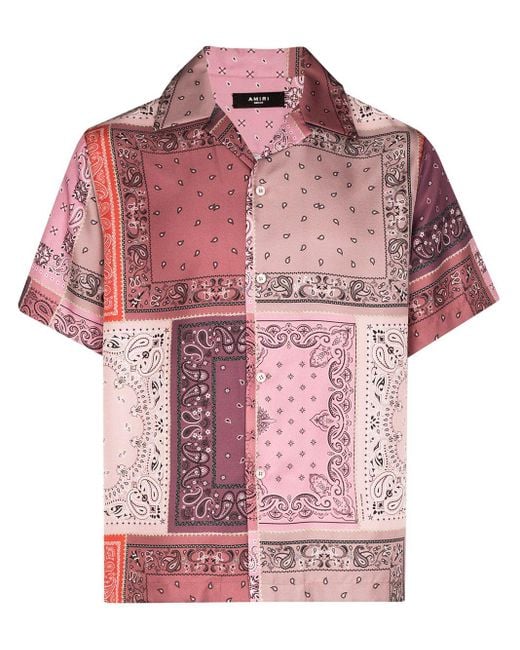 Amiri Pink Bandana-print Silk Shirt for men