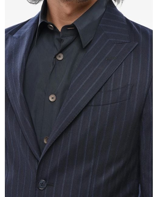 Corneliani Blue Pinstriped Peak-Lapel Blazer for men
