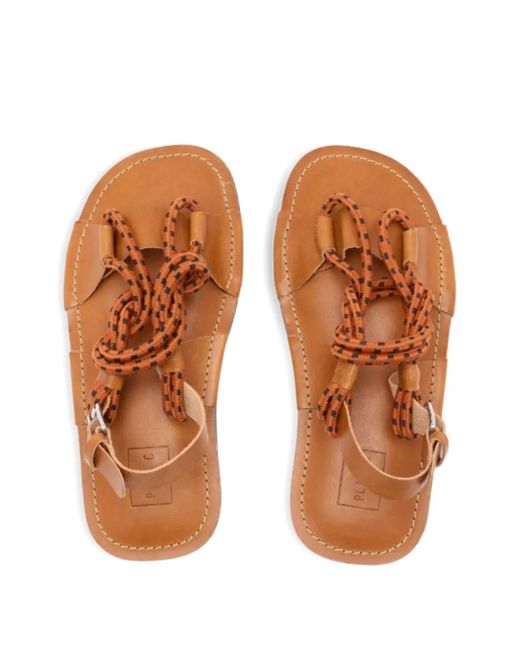Plan C Brown Braided Strap Sandals