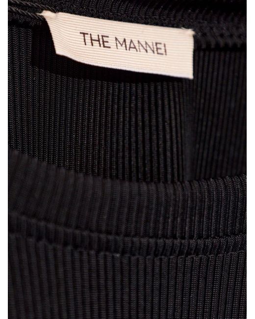 The Mannei Black Cergy T-Shirt mit tiefen Schultern