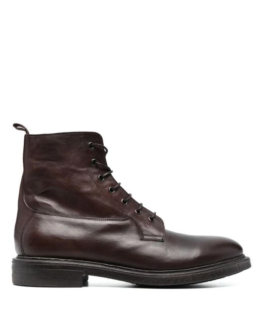 Moma Brown Polacco Lace-Up Leather Boots for men