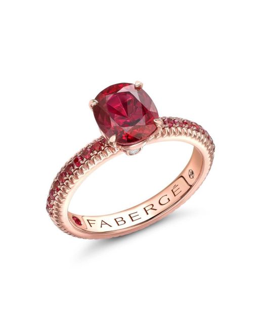 Faberge Pink 18kt Rose Gold Colours Of Love Ruby Fluted Ring