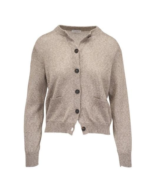 Brunello Cucinelli White Patch-Pocket Cardigan