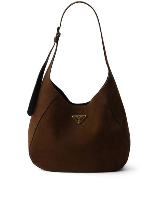 Prada Brown Medium Suede Shoulder Bag
