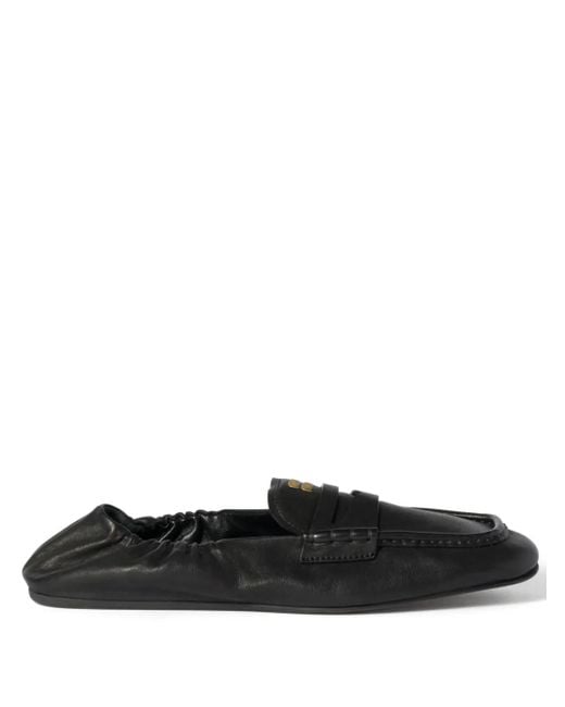 Miu Miu Black Loafer Mit Logo-Prägung