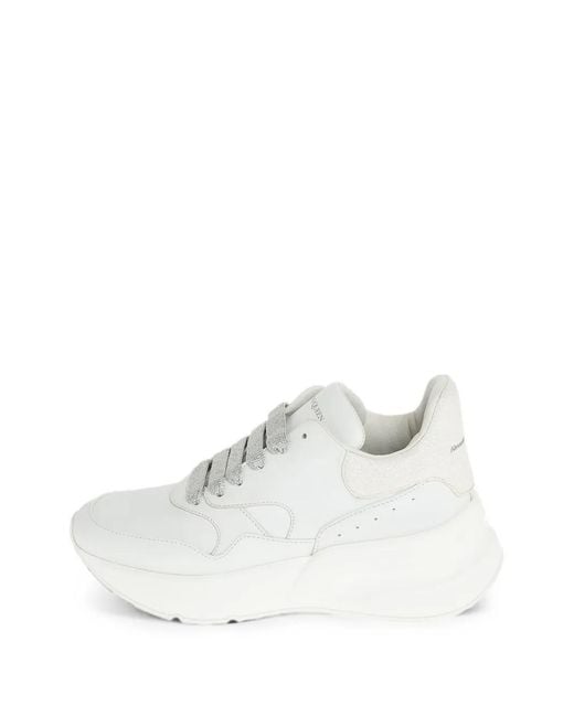 McQueen White Oversized Runner Glitter-Detail Sneakers