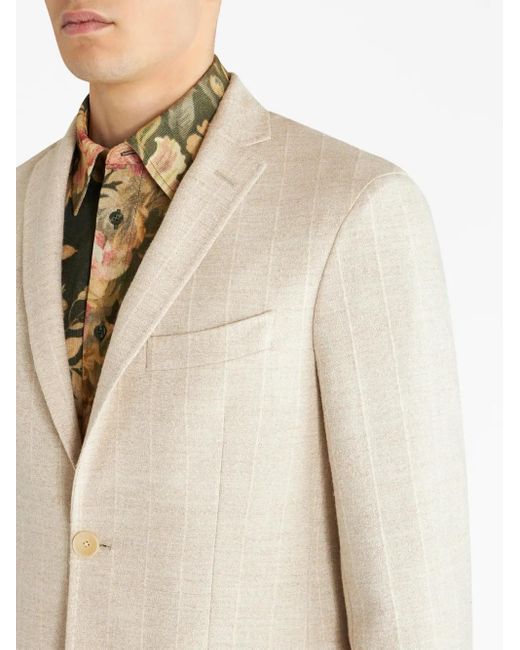 Etro Natural Ton-Sur-Ton Pinstriped Blazer for men