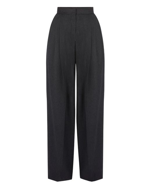 Nina Ricci Blue Pinstriped-Pattern Wide-Leg Trousers