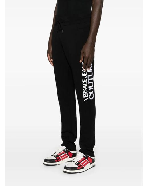 Versace Jeans Couture Black Logo-Patch Cotton Track Pants for men