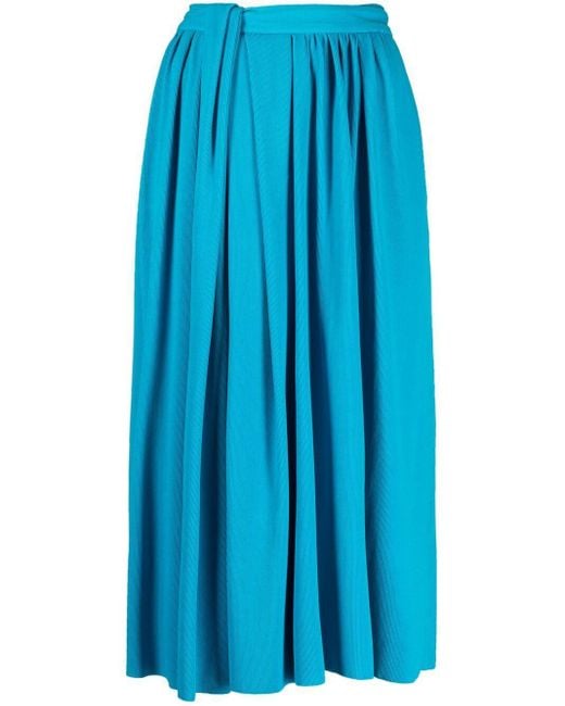 Balenciaga Blue Plissé Midi Skirt