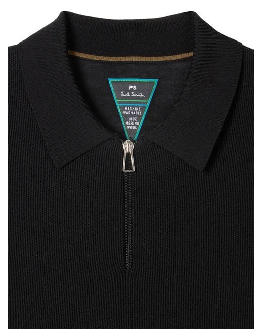 Paul Smith Black Zip Polo Shirt for men