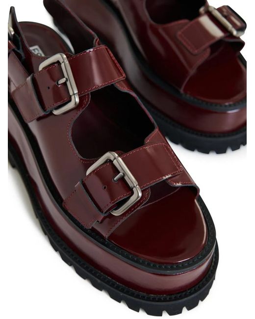 Essentiel Antwerp Purple Buckle-Strap Platform Sandals