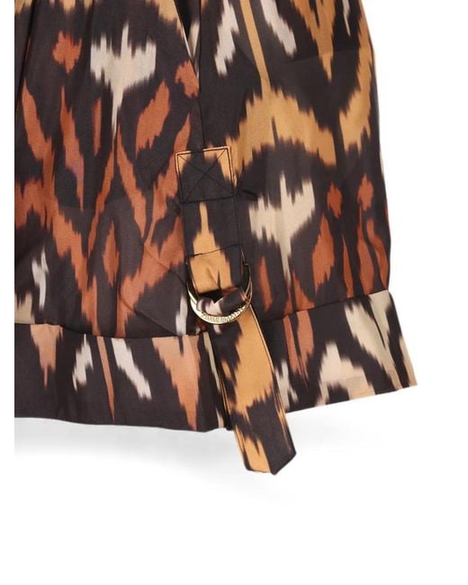 Zimmermann Brown Ikat-Print Buckle-Detail Shorts