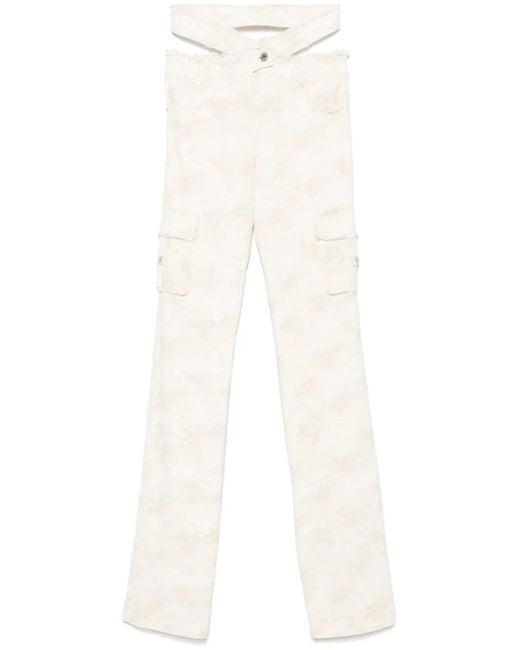 Off-White c/o Virgil Abloh White Belted Camouflage-Pattern Trousers