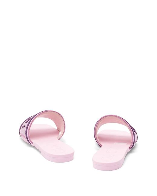 Gucci Pink Logo Strap Slippers