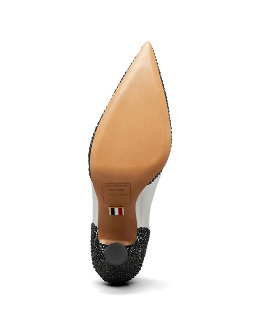 Thom Browne White Crystal-Embellished Wingtip Pumps