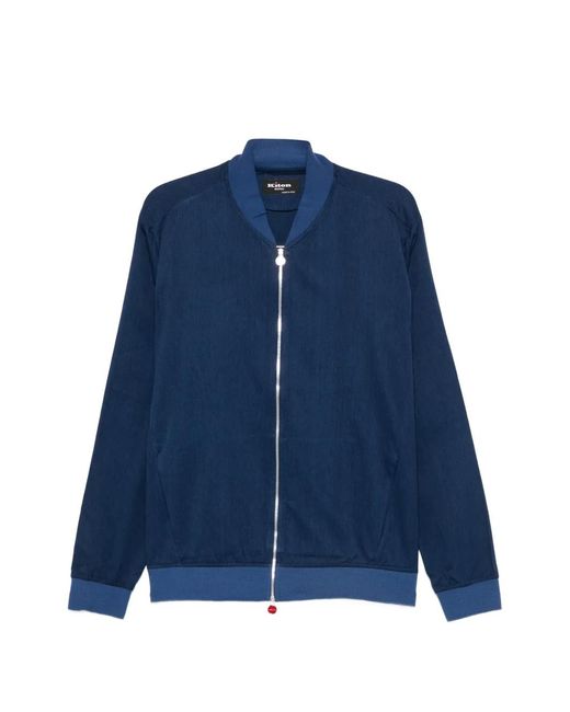 Kiton Blue Zip-Fastening Ribbed-Trim Jacket for men