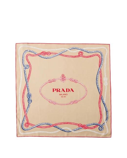 Prada Pink Schal Aus Seidentwill Mit Print 55