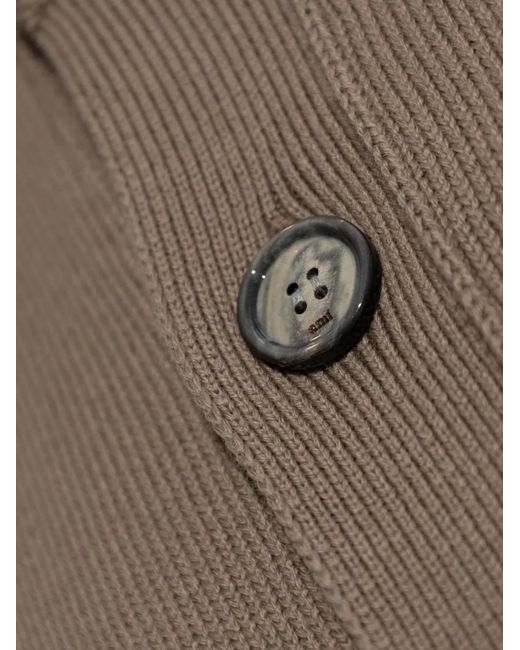 AMI Brown Ami De Coeur Logo-Patch Cardigan