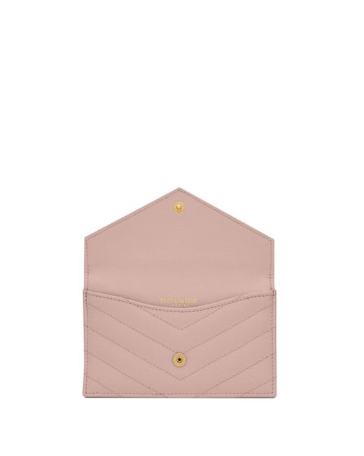 Porte-cartes Cassandre à design matelassé Saint Laurent en coloris Pink