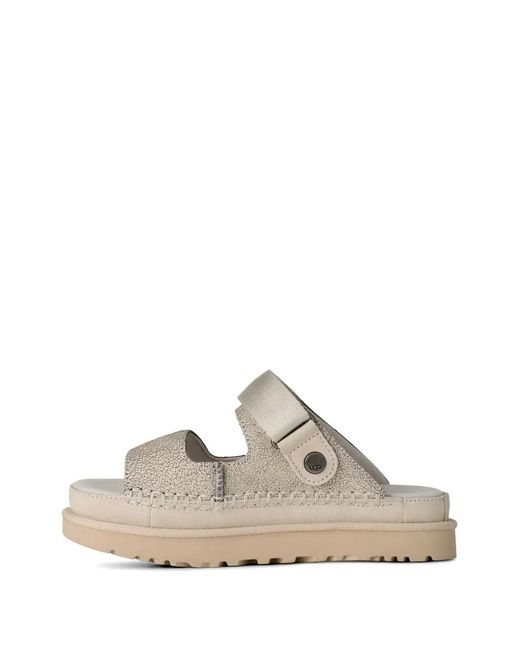 Ugg White Sandales Goldenstar À Effet Craquelé