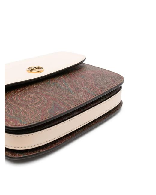 Etro Natural Shoulder Bag With Paisley Print Panels
