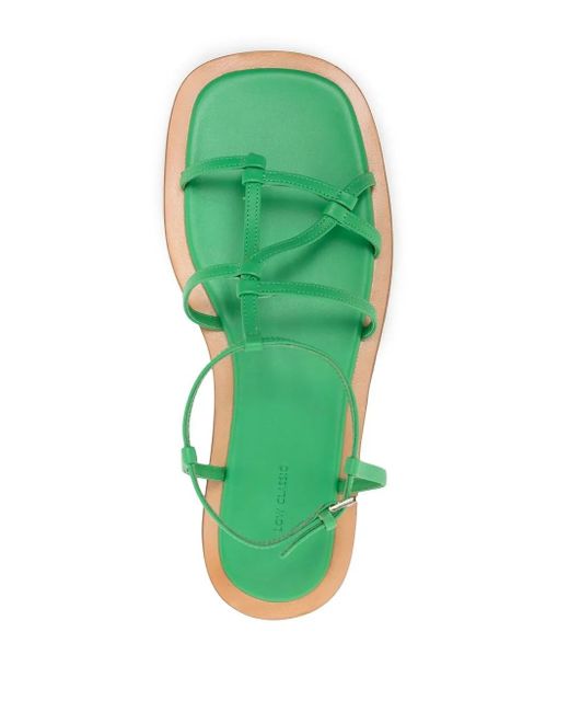 Low Classic Green Open-Toe Heeled Sandals