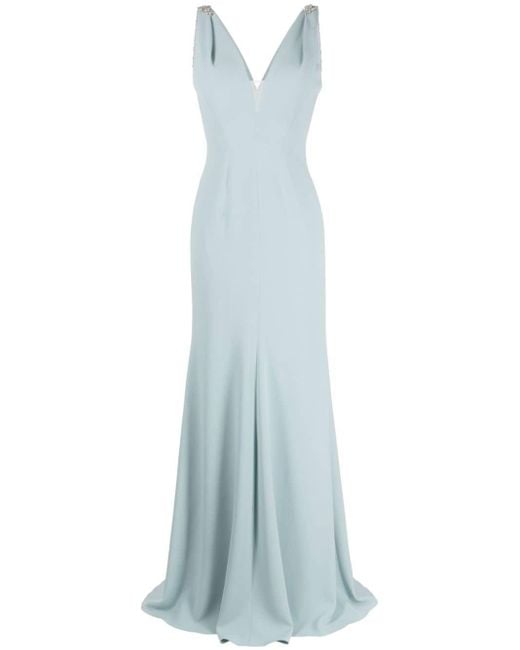 Jenny Packham Blue Lola Crystal-embellished Straps Maxi Dress
