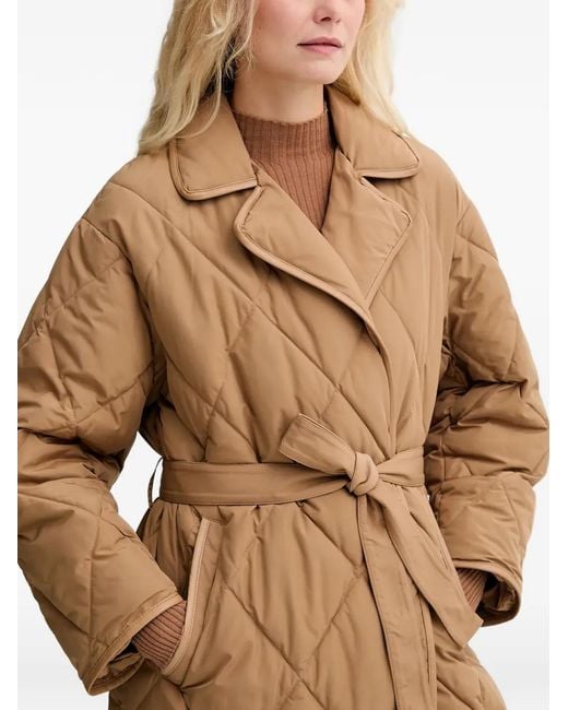 Twinset Natural Belted Quilted Coat