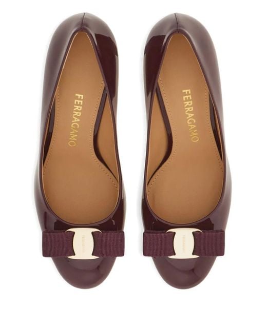 Ferragamo Brown 70Mm Vara Bow-Detail Pumps