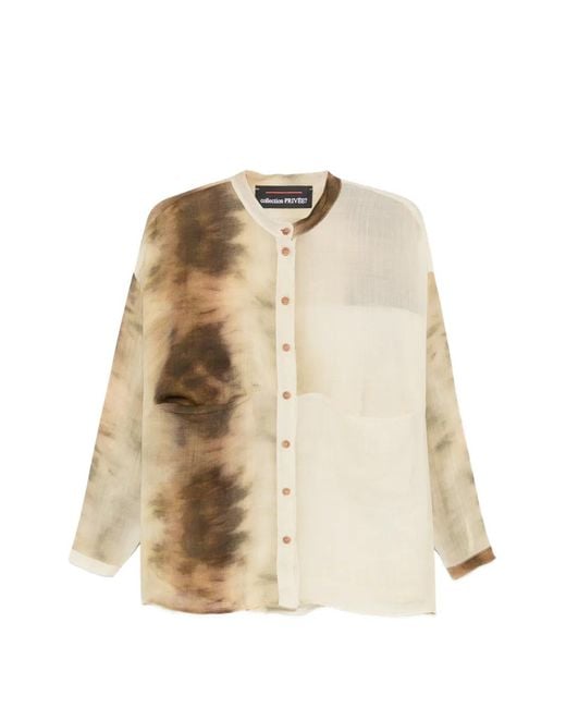 Collection Privée Natural Argis Tie-Dye Band-Collar Shirt