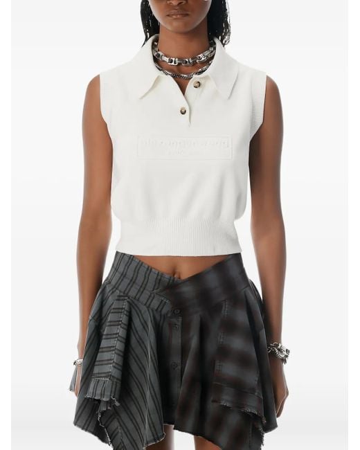 Top con logo en relieve Alexander Wang de color White