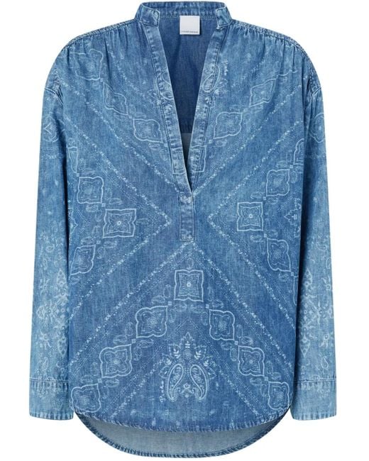 Pinko Blue Relaxed Fit Blouse With Paisley Print