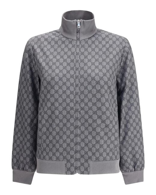 Gg-Monogram Zip Jacket Gucci de color Gray