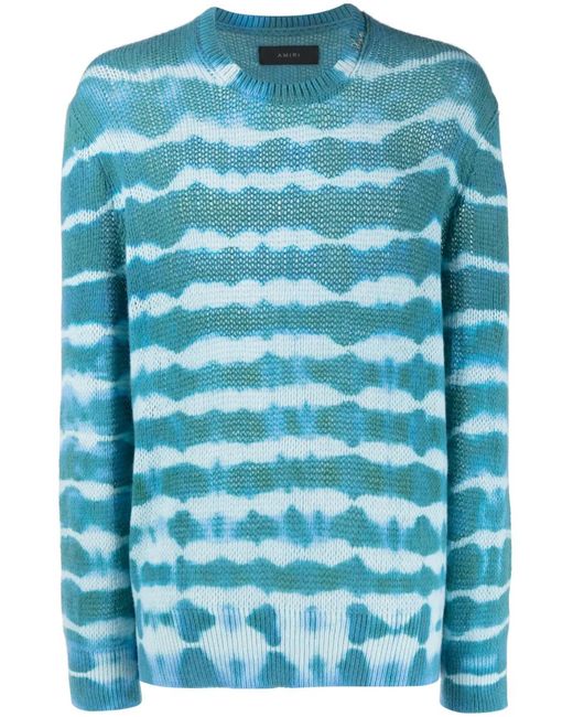 Amiri Blue Tie-Dye Cashmere Jumper for men