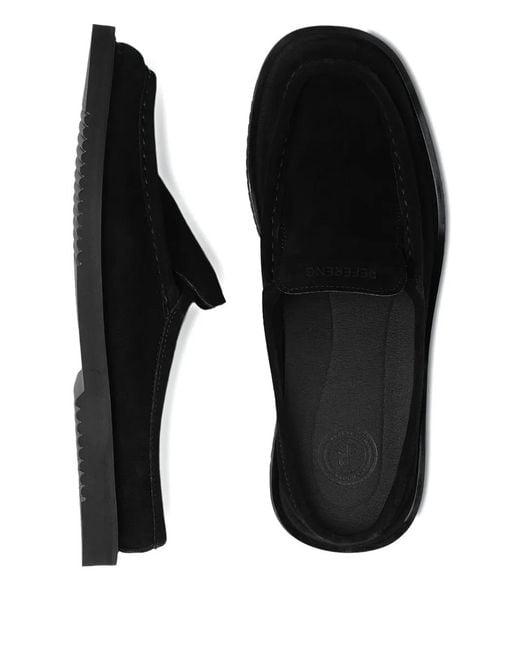 Referenc Black Suede Square Toe Slides for men