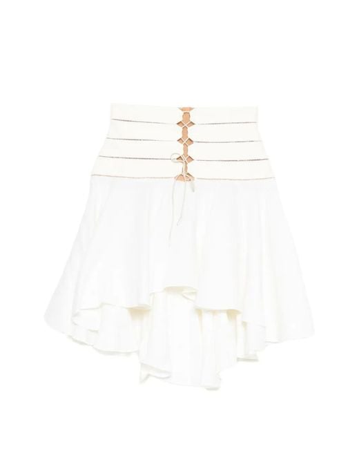 Antonio Berardi White Lace-Up Flared Skirt