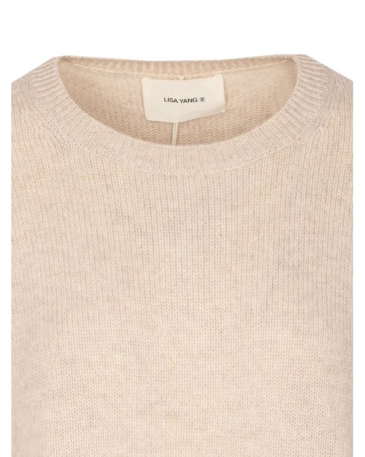 Lisa Yang Natural Crew-Neck Cashmere Sweater