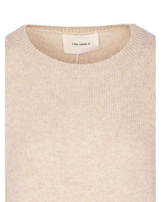 Lisa Yang Natural Crew-Neck Cashmere Sweater