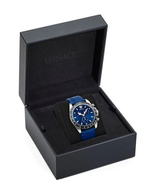 Greca Chrono 43Mm di Versace in Blue da Uomo