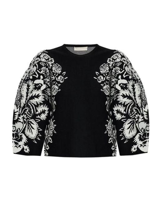 Ulla Johnson Black Bluse mit Blumen-Print