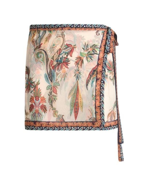 Etro Pink Paisley-Print Midi Skirt
